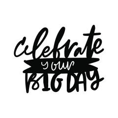 Naklejka premium Happy Birthday. Hand lettering illustration