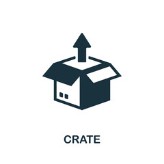 Crate icon. Monochrome simple element from packaging collection. Creative Crate icon for web design, templates, infographics and more
