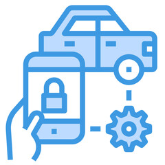 Car Control blue outline icon