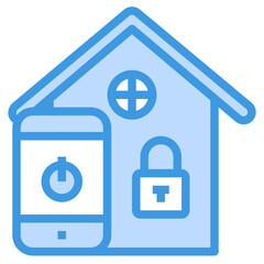 Smart House blue outline icon