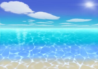 Illustration of summer sea and blue sky