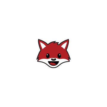 Cute Fox head inside a circle logo vector icon illustration, Geek Fox Logo Template, Funny fox design, Vector simple flat kid logo. Baby, child company goods, toys shop, store.