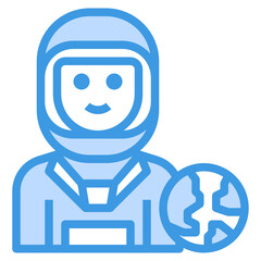 Astronaut blue outline icon