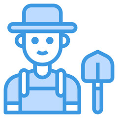 Farmer blue outline icon