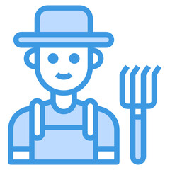 Farmer blue outline icon