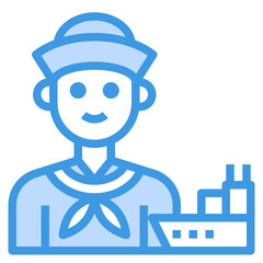 Sailor blue outline icon