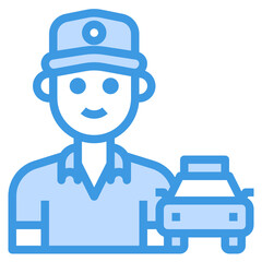 Taxi Driver blue outline icon