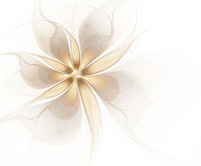 Abstract fractal pale beige flower on light background
