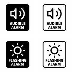 "Flashing alarm" and "Audible alarm" signaling device information sign