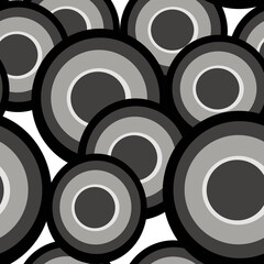Geometric circles striped black and white on white background seamless pattern for all prints.