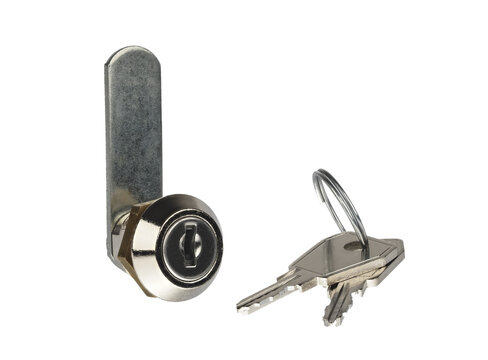 Letterbox locking cylinder and keys isolated on white backbround