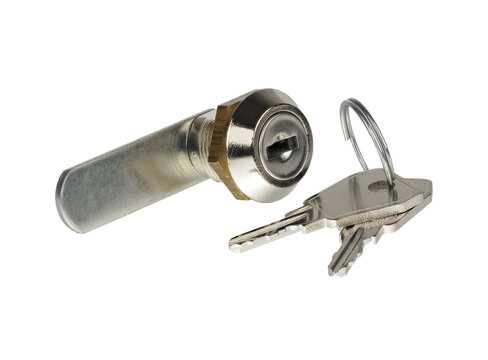 Letterbox locking cylinder and keys isolated on white backbround
