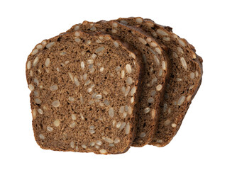 dark bread with cereals isolated on white.The entire image is sharpness.