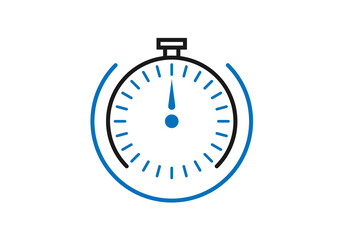 Stopwatch or timer with the fast time count down icon vector, line outline chronometer symbol, or pictogram