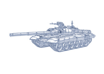 Blueprint sketch illustration of a Main Battle Tank. - 439798529