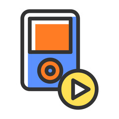 MP4 Player filled outline icon.