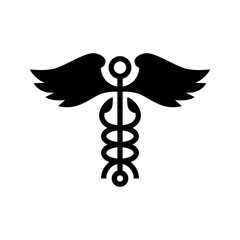 caduceus wing snake medical logo vector icon illustration