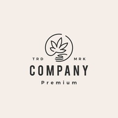 hemp cannabis care hipster vintage logo vector icon illustration