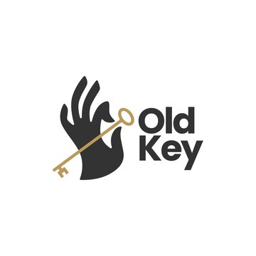 hand hold holding old key logo vector icon illustration