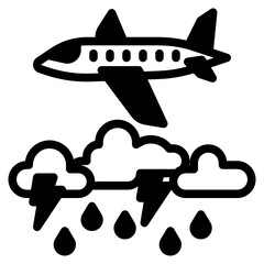 Plane Flys above Thunder Storm