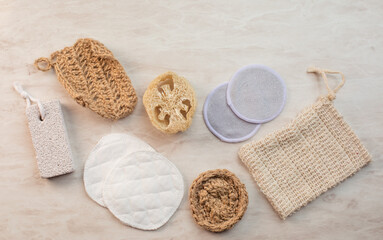 Homemade organic spa and wellness accessories top view