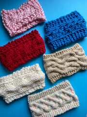 collection of hand knit wool headbands 