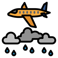 Plane Flys above Rain