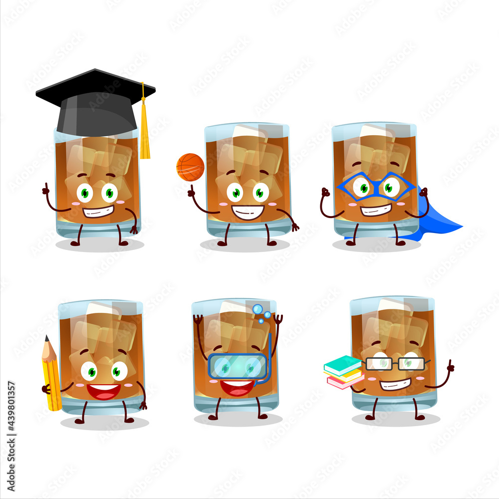 Canvas Prints School student of whiskey cartoon character with various expressions