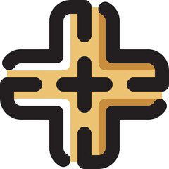 Crossroad lineal color icon