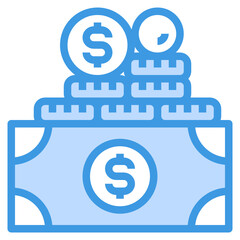 Money blue outline icon