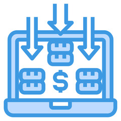 Money blue outline icon