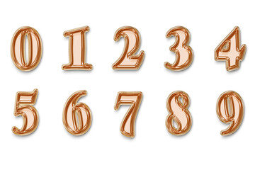 3D gold foil balloon number 0 1 2 3 4 5 6 7 8 9 . On isolated white background. Illustration design.