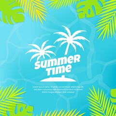 Fototapeta na wymiar Summer Time Background. Good Used for Banner, Background, Social Media, Etc - EPS 10 Vector