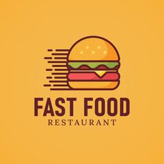 Modern Burger Hamburger Fast Food Logo Design Template. Suitable for Burger Cheeseburger Hamburger Fastfood Sandwich Restaurant Cafe Shop Bistro Business Company Brand in Flat Colored Logo Design