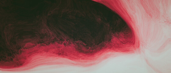 Abstract painted black hole with white and pink color on sides watercolor background