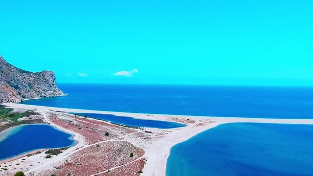Aereal view whit drone Lagoon Tindari - beautiful view of the lakes of Marinello, Sicily, Italy