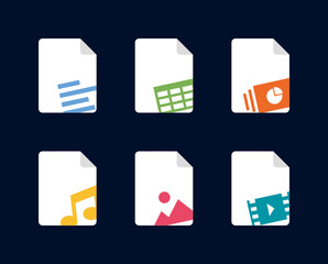 File type icons pack with rounded corners for download links