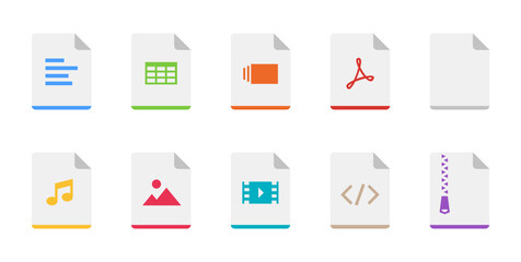 Document type icons pack with rounded corners
