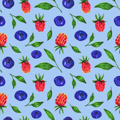 Berries seamless pattern. Illustration for fabric und textile design, wallpaper, wrapping, food design, decoration.