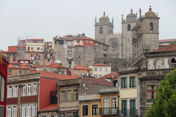 Fototapeta na wymiar houses and cathedral in porto (portugal)