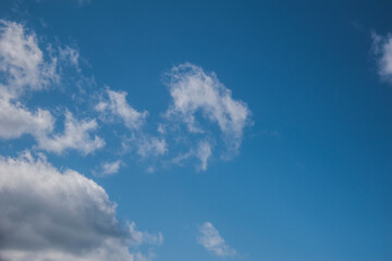 Fototapeta na wymiar Clear blue skies with white fluffy clouds.