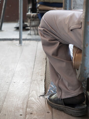 Old man sitting on bus