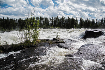High current river in the forest.