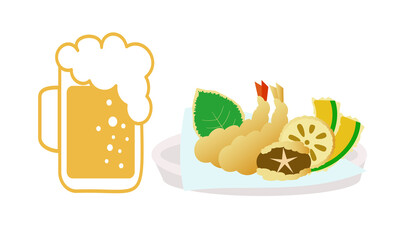生ビールと天ぷら
