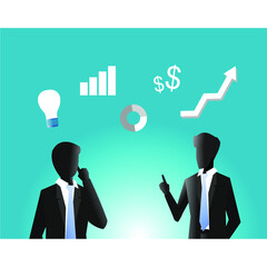 picture of two business men and various icons on it