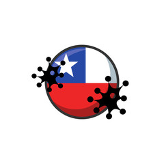 Chile hit by Coronavirus. Covid-19 impact nationwide. Virus attack on Chile flag concept illustration on white background
