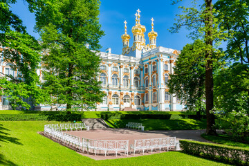 Resurrection church of Catherine palace in Tsarskoe Selo (Pushkin), Saint Petersburg, Russia