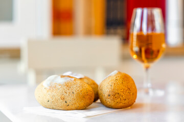 Delicious cod fish cake stuffed with cheese, Porto, Portugal