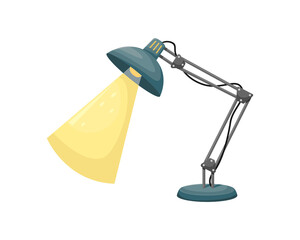 Fashionable modern table lamp. Workplace at the table. Education