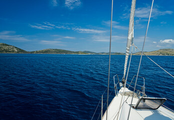 Bow of a sailing ship near the Kornati islands in Croatia Europe